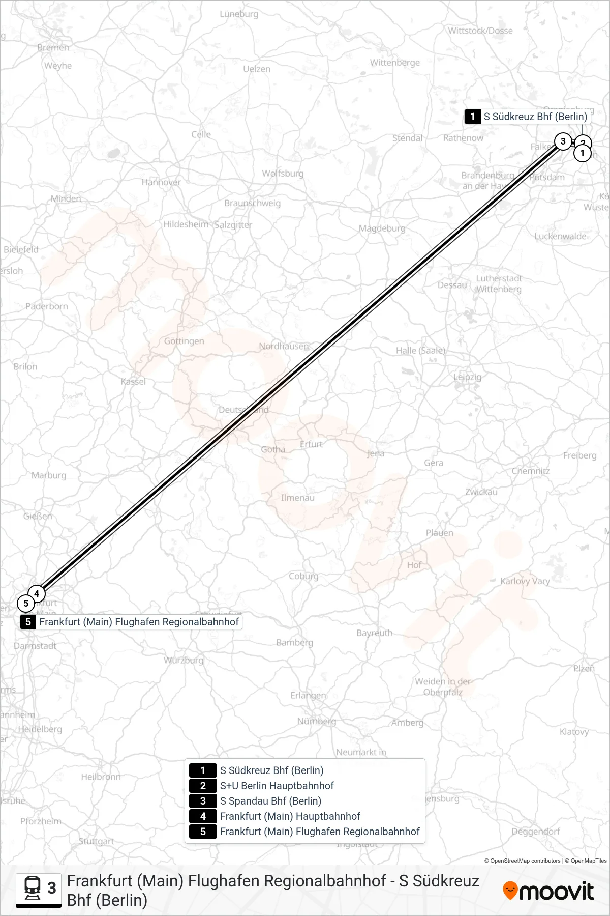 3 rail Line (Frankfurt (Main) Flughafen Regionalbahnhof) route and stops on a map