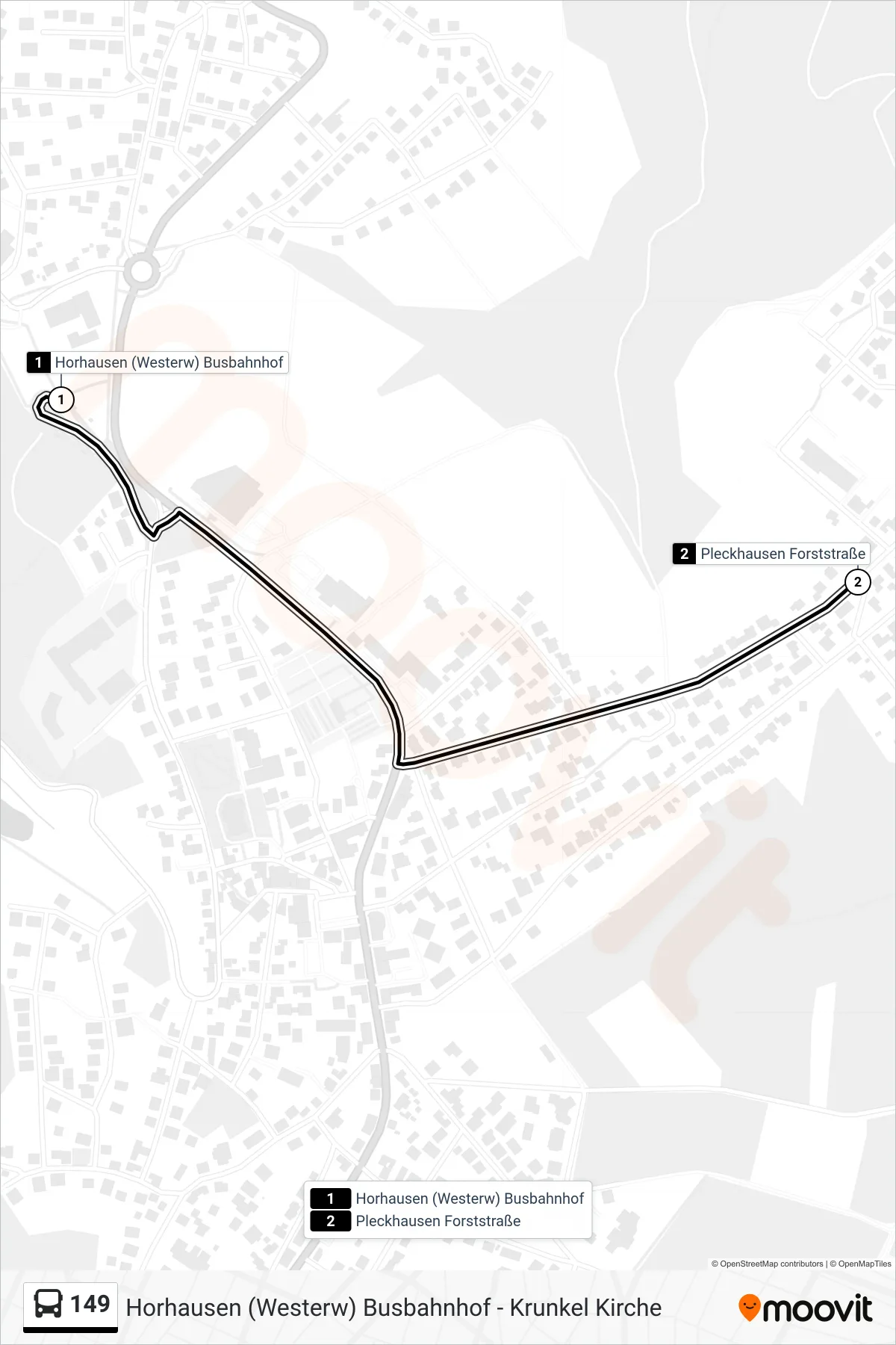 149 bus Line (Pleckhausen Forststraße) route and stops on a map
