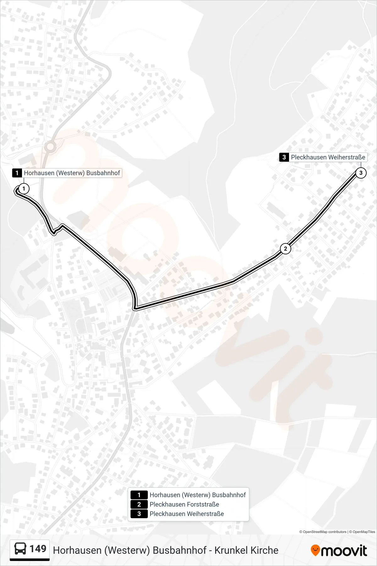 149 bus Line (Pleckhausen Weiherstraße) route and stops on a map