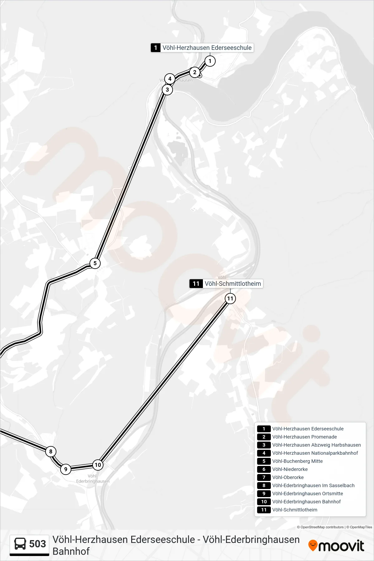503 bus Line (Schmittlotheim) route and stops on a map