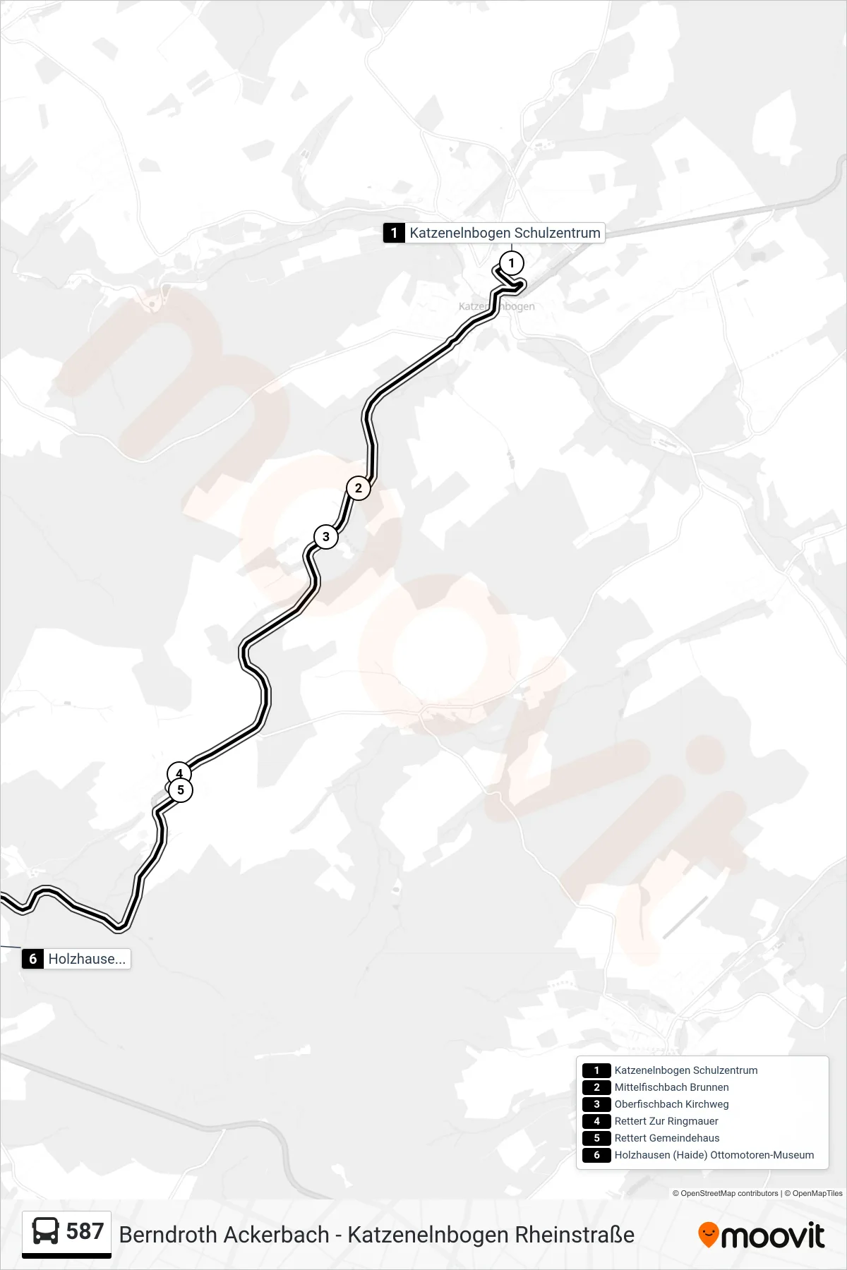 587 bus Line (Holzhausen (Haide) Ottomotoren-Museum) route and stops on a map