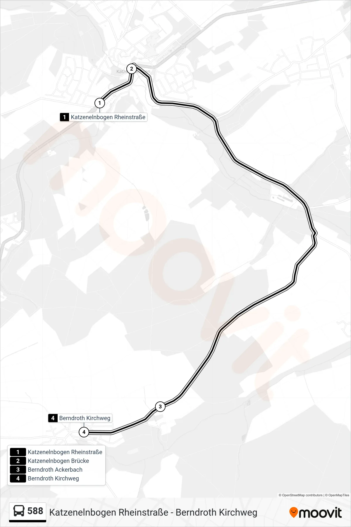 Linie 588 (Bus) Richtung Berndroth Kirchweg: Route und Haltestellen auf der Karte