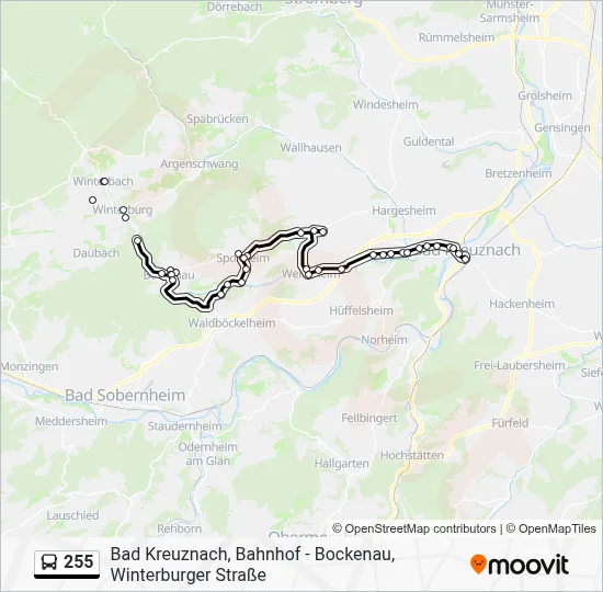 255 Route: Fahrpläne, Haltestellen & Karten - Bad Kreuznach, Bahnhof ...