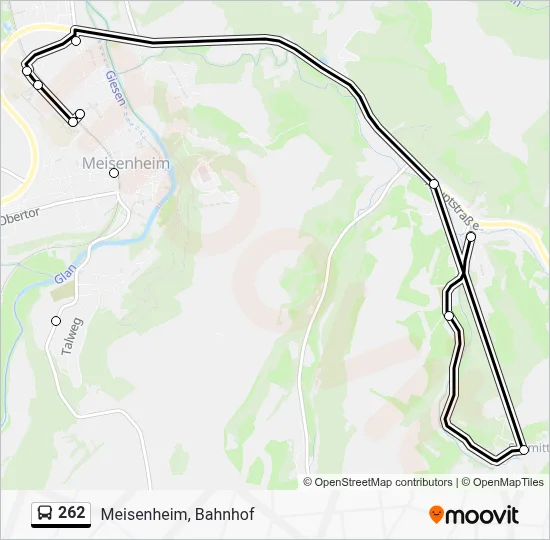 262 Route: Fahrpläne, Haltestellen & Karten - Meisenheim, Bahnhof ...