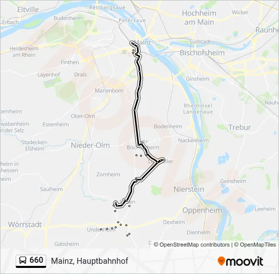 660 Route: Fahrpläne, Haltestellen & Karten - Mainz, Hauptbahnhof ...