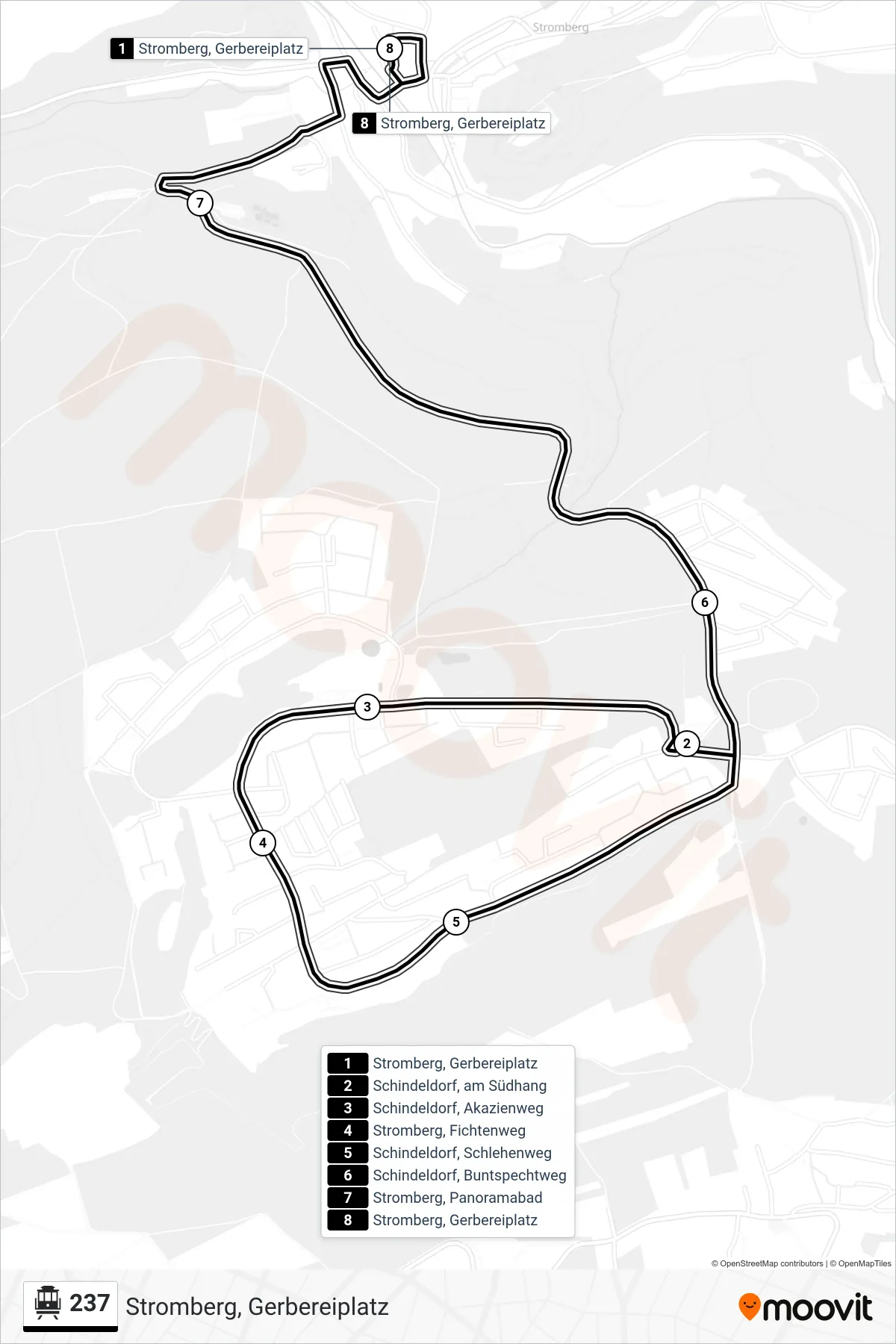 Linie 237 (S-Bahn) Richtung Stromberg, Gerbereiplatz: Route und Haltestellen auf der Karte