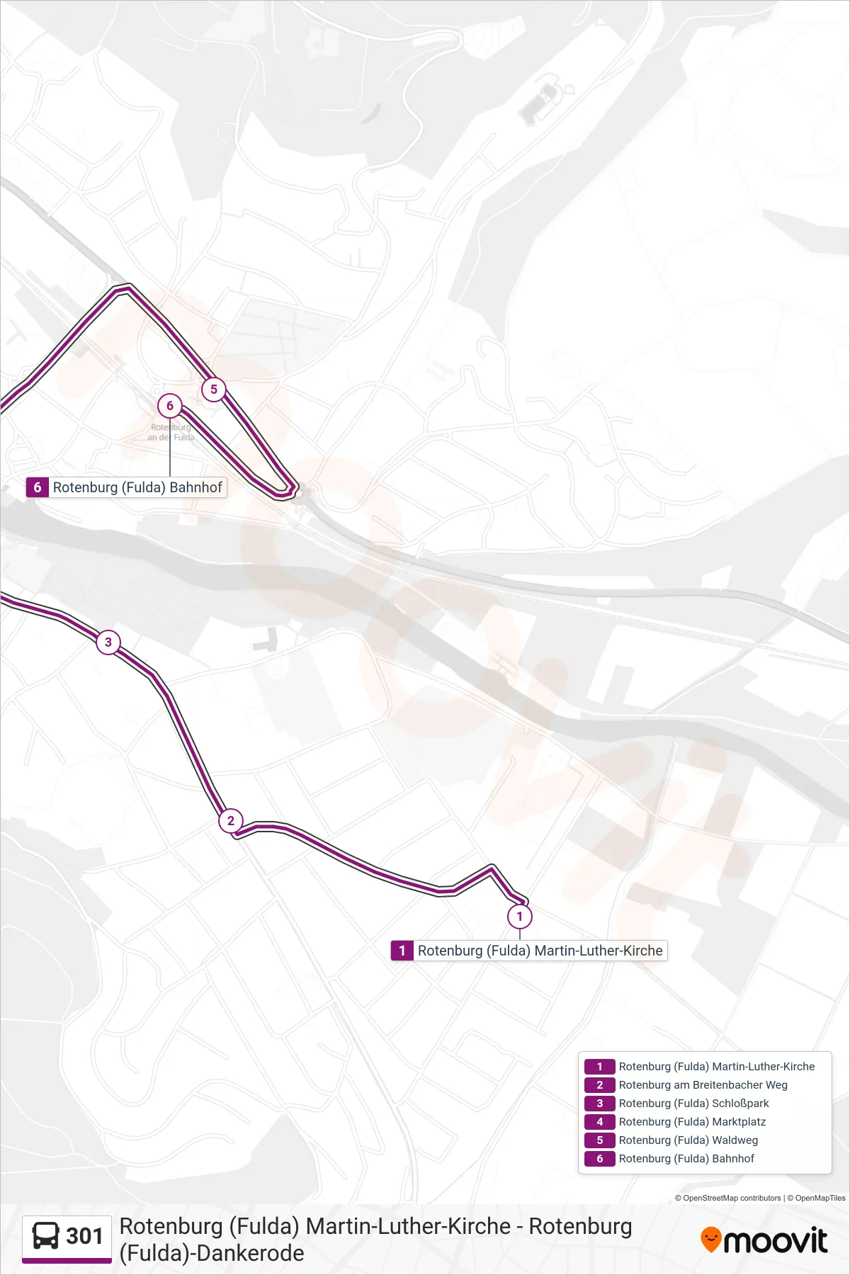 Linie 301 (Bus) Richtung Rotenburg Bahnhof: Route und Haltestellen auf der Karte