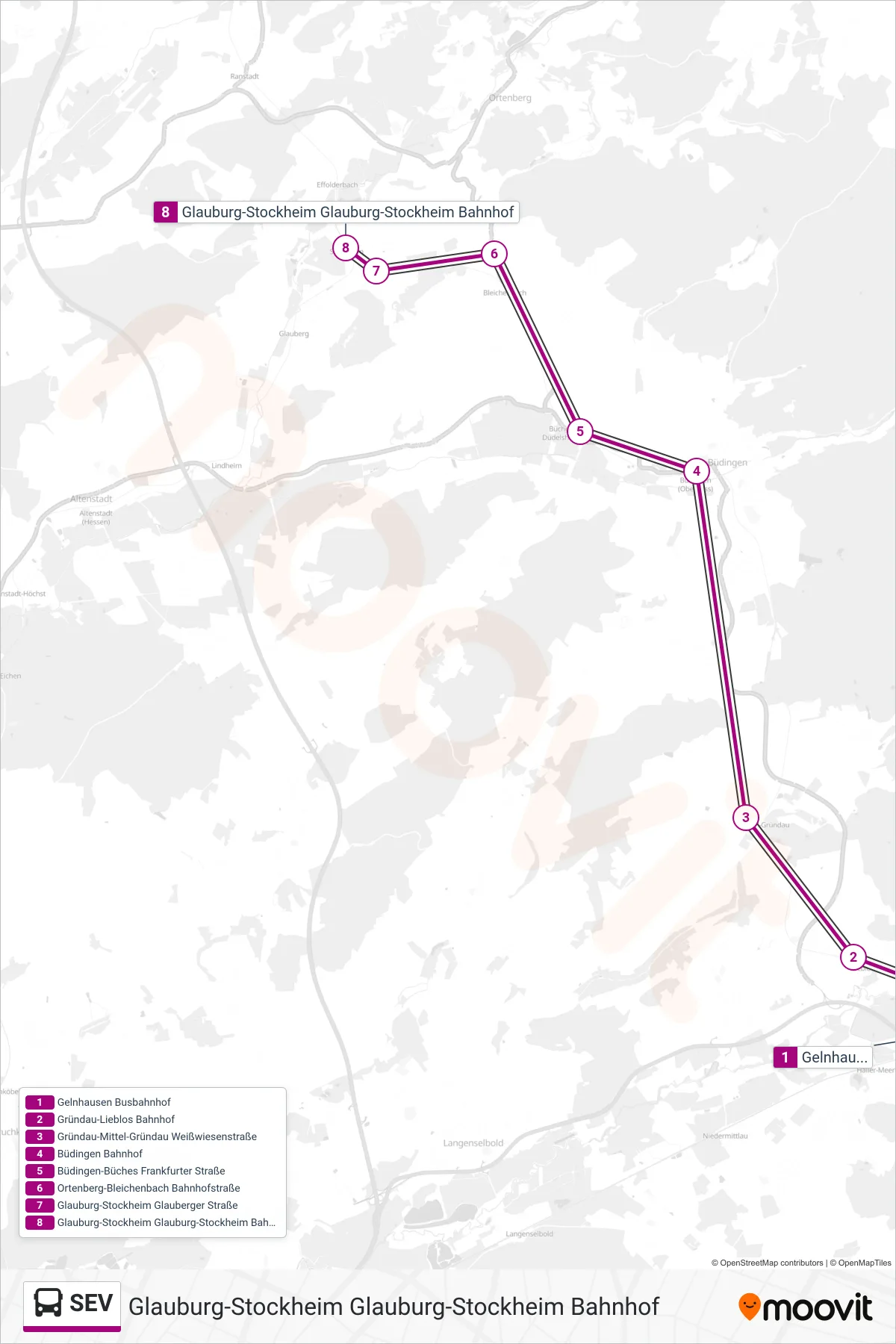 SEV bus Line (Glauburg-Stockheim Glauburg-Stockheim Bahnhof) route and stops on a map