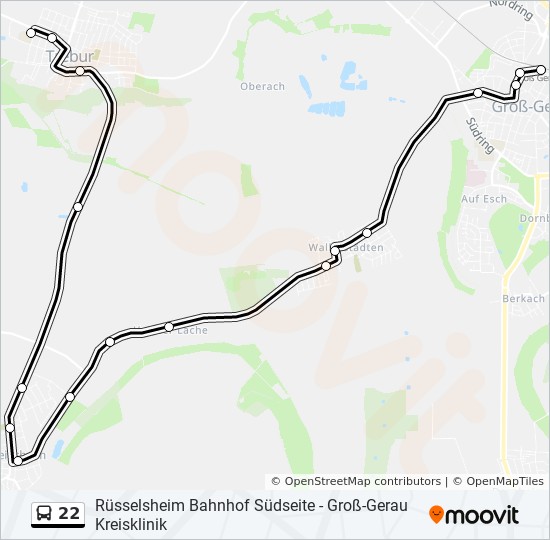 Mapa de 22 de autobús Mapa de 22 de autobús