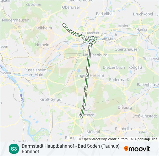 S3 Route Fahrpläne, Haltestellen & Karten Darmstadt Hbf