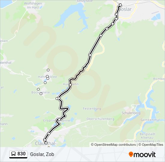 830 bus Line Map