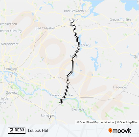 Bahnlinie RE83 Karte