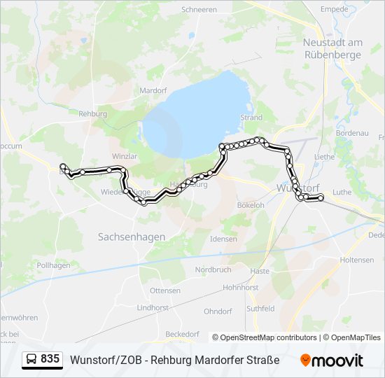 835 bus Line Map