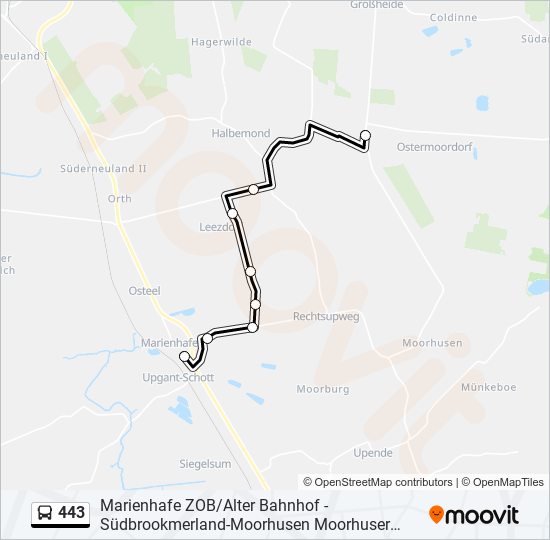 443 bus Line Map