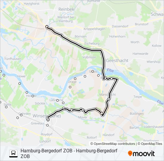 Buslinie ELB SHUTTLE Karte