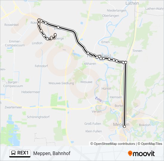 Buslinie REX1 Karte