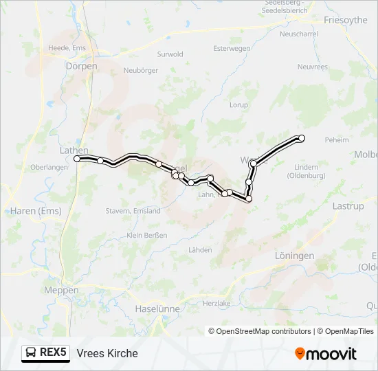 Автобус REX5: карта маршрута