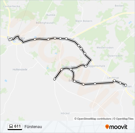 611 bus Line Map