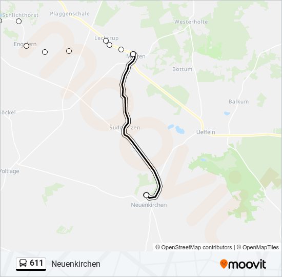 611 bus Line Map