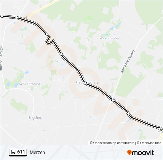 611 bus Line Map