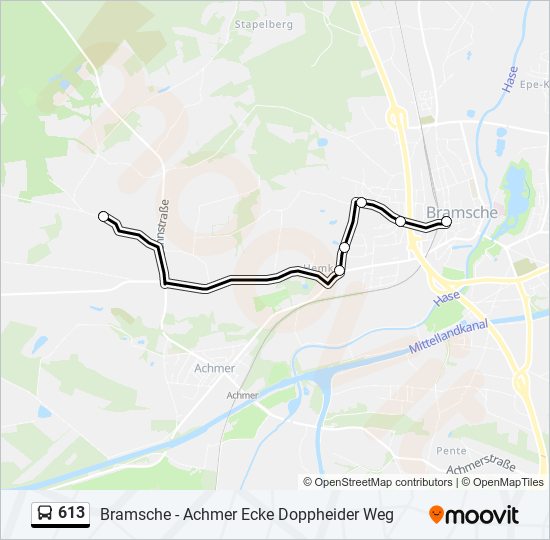 613 bus Line Map