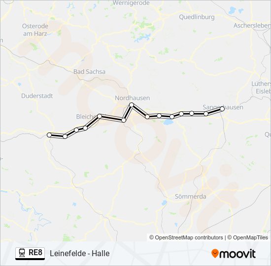 RE8 train Line Map