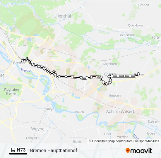 Автобус N73: карта маршрута