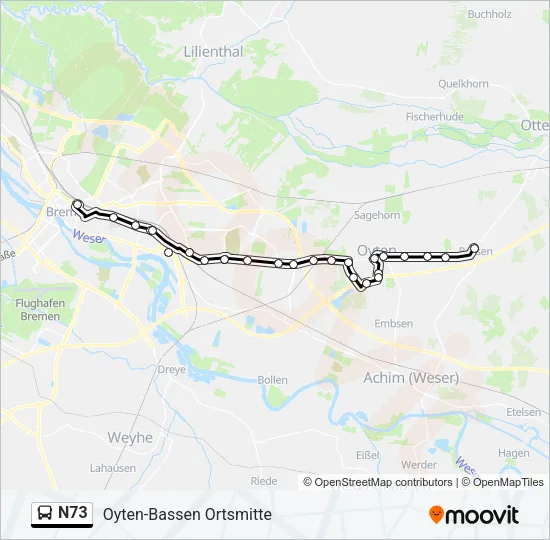 Автобус N73: карта маршрута