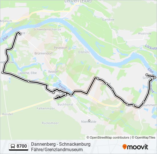 Buslinie 8700 Karte