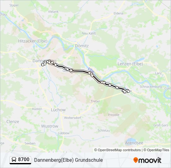 Buslinie 8700 Karte