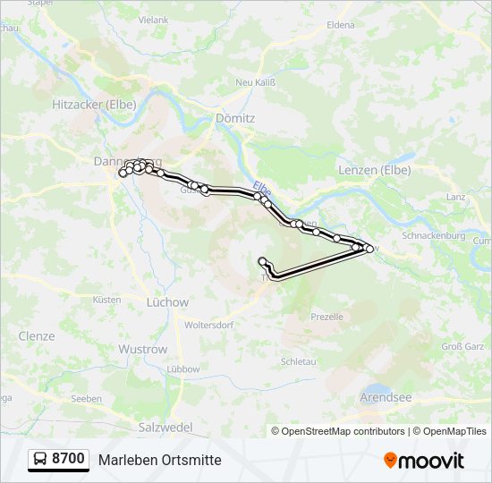 Buslinie 8700 Karte