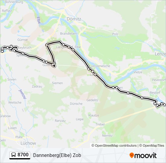 Buslinie 8700 Karte