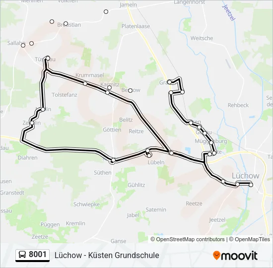 Автобус 8001: карта маршрута