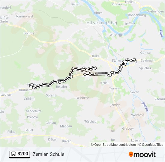 Buslinie 8200 Karte
