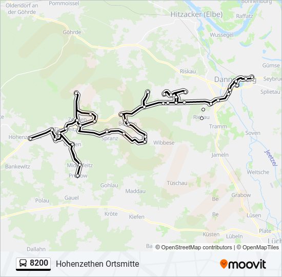 Buslinie 8200 Karte