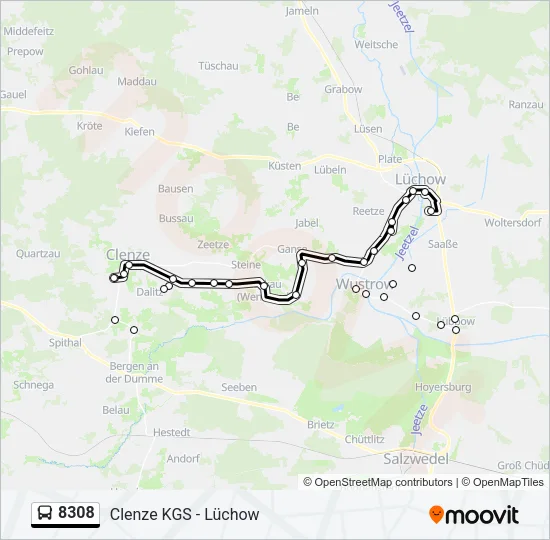 Автобус 8308: карта маршрута