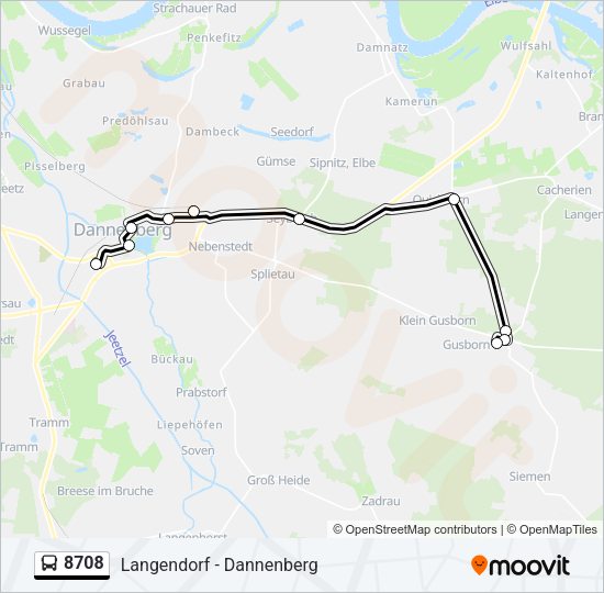 Buslinie 8708 Karte