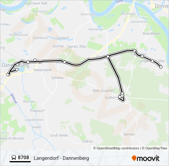 Buslinie 8708 Karte