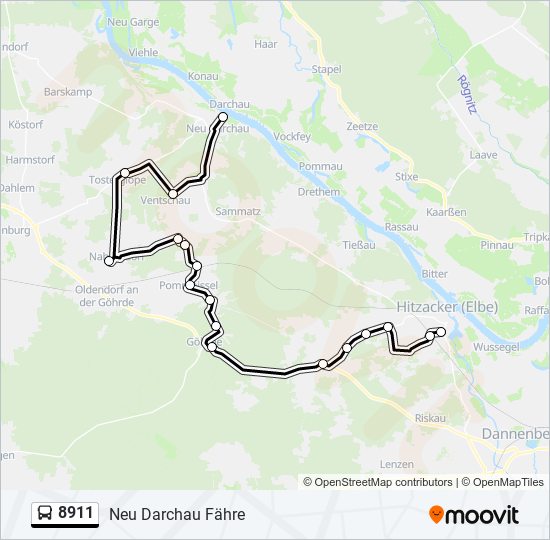 Buslinie 8911 Karte