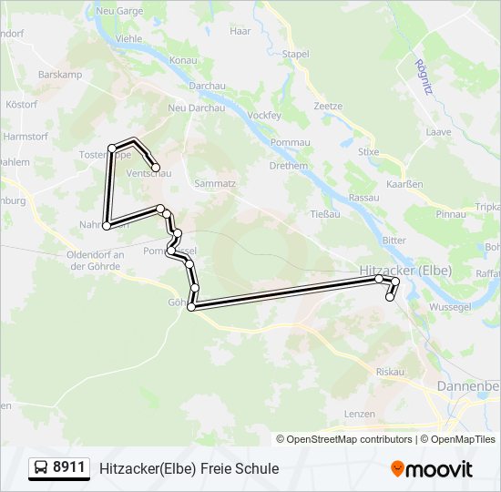 Buslinie 8911 Karte