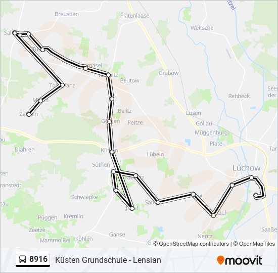 Buslinie 8916 Karte