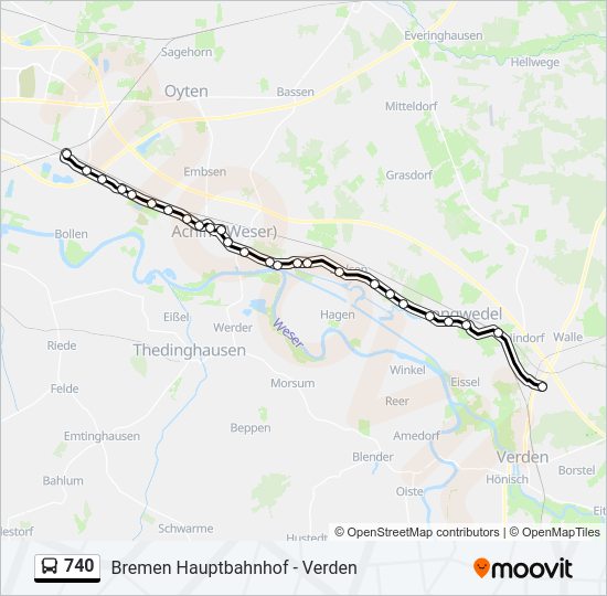 Buslinie 740 Karte