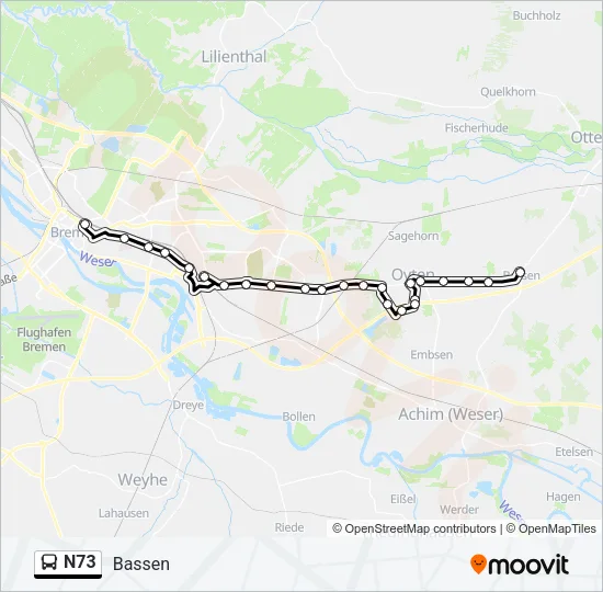 Автобус N73: карта маршрута