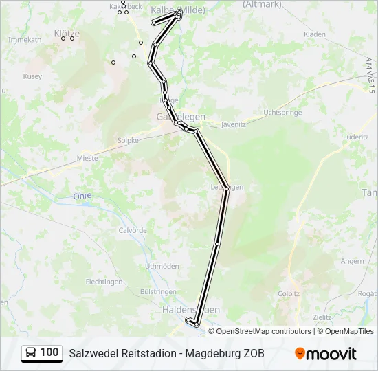 Автобус 100: карта маршрута
