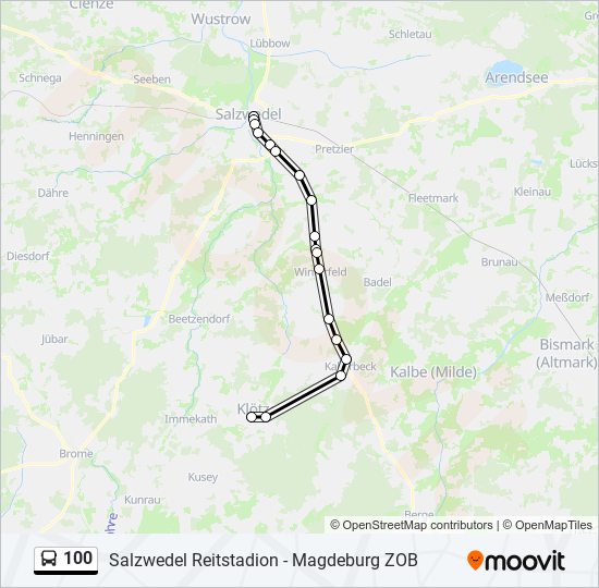 100 Route: Schedules, Stops & Maps - Salzwedel Zob (updated)