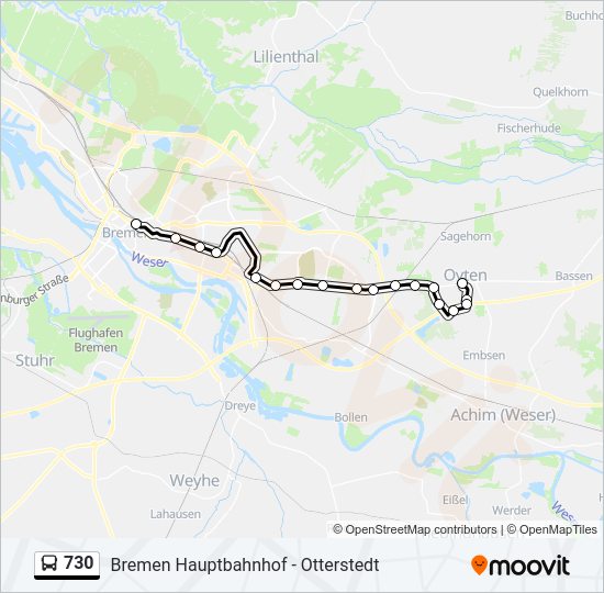 Buslinie 730 Karte