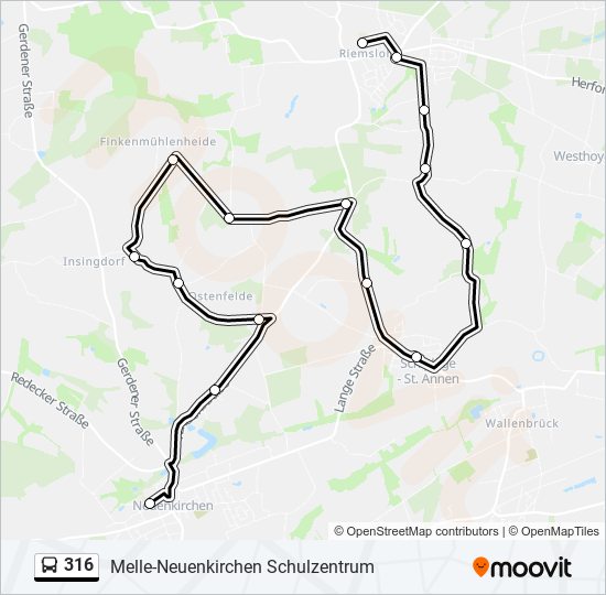 316 bus Line Map
