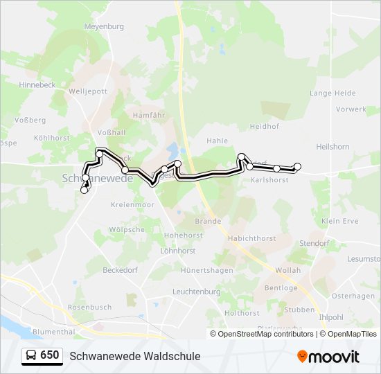 Buslinie 650 Karte