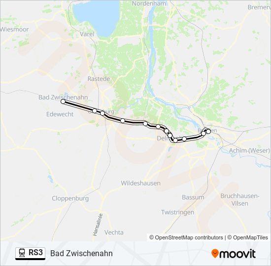 Поезд RS3: карта маршрута