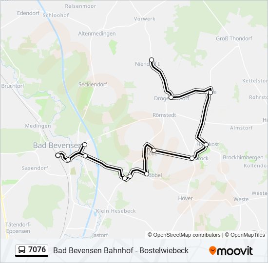 Автобус 7076: карта маршрута